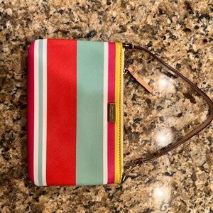 Kate Spade Red and Green Striped Wristlet